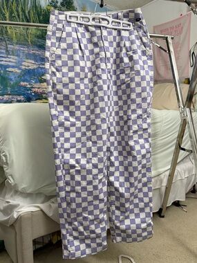Vans Lizzie Armanto Lavender & White Checkered Pants